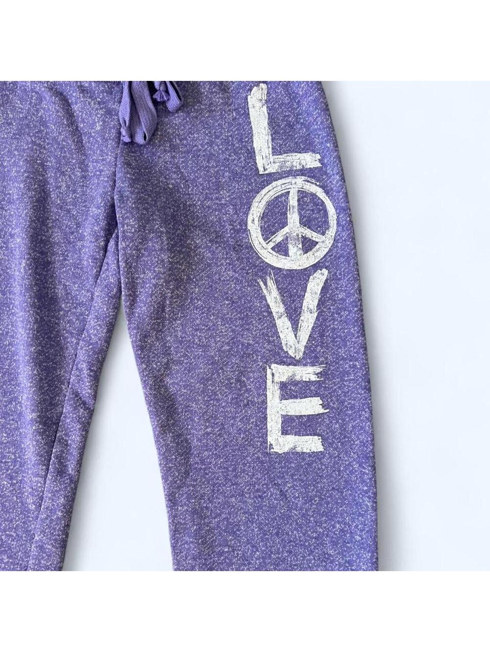 Purple Y2K Planet Gold low rise graphic capri sweatpants size small 💜 - Picture 2 of 8